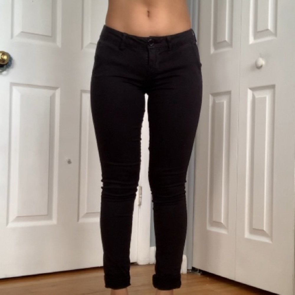 Low rise black stretchy work pants